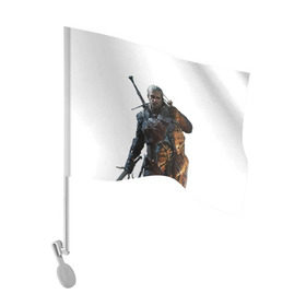 Флаг для автомобиля с принтом The Witcher в Екатеринбурге, 100% полиэстер | Размер: 30*21 см | witcher | ведьмак | геральт