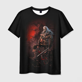 Мужская футболка 3D с принтом The Witcher в Екатеринбурге, 100% полиэфир | прямой крой, круглый вырез горловины, длина до линии бедер | Тематика изображения на принте: witcher | ведьмак | геральт