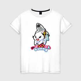 Женская футболка хлопок с принтом Rocket bunny в Екатеринбурге, 100% хлопок | прямой крой, круглый вырез горловины, длина до линии бедер, слегка спущенное плечо | 240sx | bunny | nissan | rocket | toyota | кролик | ниссан | тойота