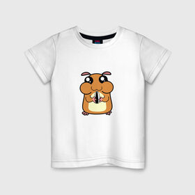 Детская футболка хлопок с принтом Хомячок в Екатеринбурге, 100% хлопок | круглый вырез горловины, полуприлегающий силуэт, длина до линии бедер | Тематика изображения на принте: арт | животные | милые | хомяк | хомячок | щекастик