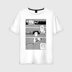 Женская футболка хлопок Oversize с принтом манга в Екатеринбурге, 100% хлопок | свободный крой, круглый ворот, спущенный рукав, длина до линии бедер
 | анме | катана . меч | комикс | манга | ножны | самурай | япония