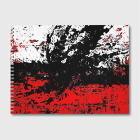 Альбом для рисования с принтом БРЫЗГИ КРАСОК в Екатеринбурге, 100% бумага
 | матовая бумага, плотность 200 мг. | black.white | dirty | paints | red | texture | белый | брызги | грязный | краски | красный | текстура | черный