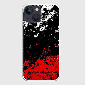 Чехол для iPhone 13 mini с принтом БРЫЗГИ КРАСОК в Екатеринбурге,  |  | black.white | dirty | paints | red | texture | белый | брызги | грязный | краски | красный | текстура | черный