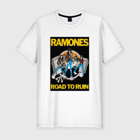 Мужская футболка премиум с принтом ramones в Екатеринбурге, 92% хлопок, 8% лайкра | приталенный силуэт, круглый вырез ворота, длина до линии бедра, короткий рукав | punk | ramones | rock