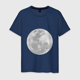 Мужская футболка хлопок с принтом Луна в Екатеринбурге, 100% хлопок | прямой крой, круглый вырез горловины, длина до линии бедер, слегка спущенное плечо. | Тематика изображения на принте: moon | космос | луна | небесное тело | спутник