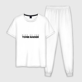 Мужская пижама хлопок с принтом Rise if The Tomb Raider в Екатеринбурге, 100% хлопок | брюки и футболка прямого кроя, без карманов, на брюках мягкая резинка на поясе и по низу штанин
 | Тематика изображения на принте: 