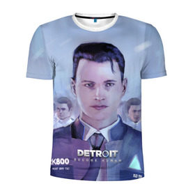 Мужская футболка 3D спортивная с принтом Detroit become human в Екатеринбурге, 100% полиэстер с улучшенными характеристиками | приталенный силуэт, круглая горловина, широкие плечи, сужается к линии бедра | connor | cyberlife | detroit become human | deviant | kara | markus | ps4 | rk800 |  detroit: become human | детроит | детроит: стать человеком | игры | кара | коннор | конор | кэра | маркус | пиратs | эксклюзив