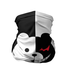 Бандана-труба 3D с принтом MONOKUMA в Екатеринбурге, 100% полиэстер, ткань с особыми свойствами — Activecool | плотность 150‒180 г/м2; хорошо тянется, но сохраняет форму | anime | bear | black  white | minomi | monokuma | pink | rabbit | school | аниме | главарь | миноми | монокума | черно белый | школа