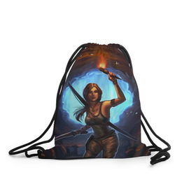 Рюкзак-мешок 3D с принтом Tomb Raider в Екатеринбурге, 100% полиэстер | плотность ткани — 200 г/м2, размер — 35 х 45 см; лямки — толстые шнурки, застежка на шнуровке, без карманов и подкладки | 