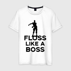 Мужская футболка хлопок с принтом Floss like a boss в Екатеринбурге, 100% хлопок | прямой крой, круглый вырез горловины, длина до линии бедер, слегка спущенное плечо. | Тематика изображения на принте: dance | floss like a boss | fortnite | swag | thebackpackkid | танец