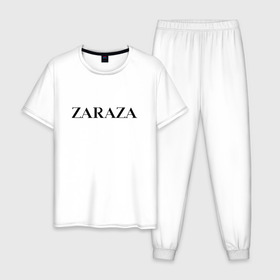 Мужская пижама хлопок с принтом Zaraza в Екатеринбурге, 100% хлопок | брюки и футболка прямого кроя, без карманов, на брюках мягкая резинка на поясе и по низу штанин
 | antibrand | brand | logo | zara | бренд | зара | зараза | лого