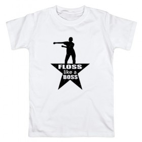 Мужская футболка хлопок с принтом Floss like a boss в Екатеринбурге, 100% хлопок | прямой крой, круглый вырез горловины, длина до линии бедер, слегка спущенное плечо. | 