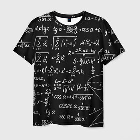 Мужская футболка 3D с принтом ФОРМУЛЫ АЛГЕБРА в Екатеринбурге, 100% полиэфир | прямой крой, круглый вырез горловины, длина до линии бедер | e mc 2 | emc 2 | school | знаменитые формулы | физика | формулы | школа | эйнштейн