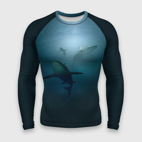 Мужской рашгард 3D с принтом Акулы в Екатеринбурге,  |  | Тематика изображения на принте: море | океан | подводный мир | рыба | хищник