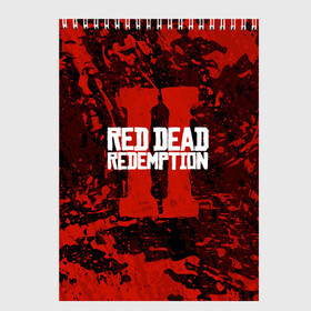 Скетчбук с принтом RED DEAD REDEMPTION 2 в Екатеринбурге, 100% бумага
 | 48 листов, плотность листов — 100 г/м2, плотность картонной обложки — 250 г/м2. Листы скреплены сверху удобной пружинной спиралью | gamer | gun | logo | play | player | rdr2 | red dead redemption 2 | rockstar | western | вестерн | ковбои | компьютерные игры 2019 | криминал | лого | рокстар