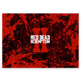 Поздравительная открытка с принтом RED DEAD REDEMPTION 2 в Екатеринбурге, 100% бумага | плотность бумаги 280 г/м2, матовая, на обратной стороне линовка и место для марки
 | gamer | gun | logo | play | player | rdr2 | red dead redemption 2 | rockstar | western | вестерн | ковбои | компьютерные игры 2019 | криминал | лого | рокстар