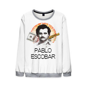 Мужской свитшот 3D с принтом Pablo Escobar в Екатеринбурге, 100% полиэстер с мягким внутренним слоем | круглый вырез горловины, мягкая резинка на манжетах и поясе, свободная посадка по фигуре | escobar | loving pablo | эскобар