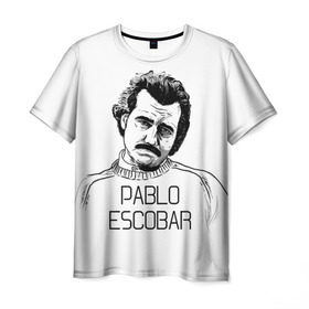 Мужская футболка 3D с принтом Pablo Escobar в Екатеринбурге, 100% полиэфир | прямой крой, круглый вырез горловины, длина до линии бедер | escobar | loving pablo | эскобар