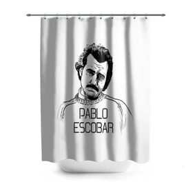 Штора 3D для ванной с принтом Pablo Escobar в Екатеринбурге, 100% полиэстер | плотность материала — 100 г/м2. Стандартный размер — 146 см х 180 см. По верхнему краю — пластиковые люверсы для креплений. В комплекте 10 пластиковых колец | escobar | loving pablo | эскобар
