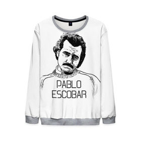Мужской свитшот 3D с принтом Pablo Escobar в Екатеринбурге, 100% полиэстер с мягким внутренним слоем | круглый вырез горловины, мягкая резинка на манжетах и поясе, свободная посадка по фигуре | escobar | loving pablo | эскобар