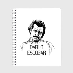 Тетрадь с принтом Pablo Escobar в Екатеринбурге, 100% бумага | 48 листов, плотность листов — 60 г/м2, плотность картонной обложки — 250 г/м2. Листы скреплены сбоку удобной пружинной спиралью. Уголки страниц и обложки скругленные. Цвет линий — светло-серый
 | escobar | loving pablo | эскобар