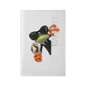 Обложка для паспорта матовая кожа с принтом Агент легушач в Екатеринбурге, натуральная матовая кожа | размер 19,3 х 13,7 см; прозрачные пластиковые крепления | Тематика изображения на принте: агент | легушач | лягушка | мороженное