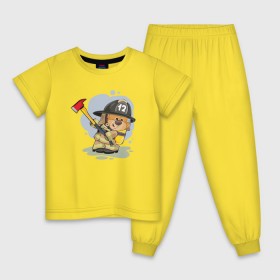 Детская пижама хлопок с принтом Пожарник в Екатеринбурге, 100% хлопок |  брюки и футболка прямого кроя, без карманов, на брюках мягкая резинка на поясе и по низу штанин
 | Тематика изображения на принте: 