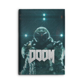 Обложка для автодокументов с принтом DOOM в Екатеринбурге, натуральная кожа |  размер 19,9*13 см; внутри 4 больших “конверта” для документов и один маленький отдел — туда идеально встанут права | Тематика изображения на принте: demon | devil | doom | doom vfr | evil | game | mars | red | демон | дум | игры | космос | красная планета | марс | пришельцы