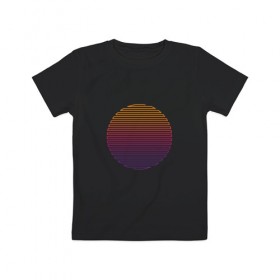 Детская футболка хлопок с принтом Линейное солнце в Екатеринбурге, 100% хлопок | круглый вырез горловины, полуприлегающий силуэт, длина до линии бедер | восход | геометрия | закат | линейное солнце | линии | минимализм | солнце