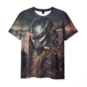 Мужская футболка 3D с принтом Хищник | Predator в Екатеринбурге, 100% полиэфир | прямой крой, круглый вырез горловины, длина до линии бедер | predator | хищник | шейн блэк