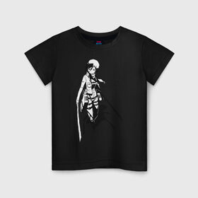 Детская футболка хлопок с принтом Mikasa Ackerman в Екатеринбурге, 100% хлопок | круглый вырез горловины, полуприлегающий силуэт, длина до линии бедер | Тематика изображения на принте: mikasa | микаса