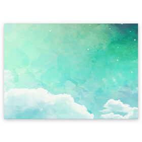 Поздравительная открытка с принтом Облако в Екатеринбурге, 100% бумага | плотность бумаги 280 г/м2, матовая, на обратной стороне линовка и место для марки
 | абстракт | вектор | звезды | зеленый | красиво | небо | облако | синий | узор