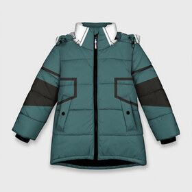 Зимняя куртка для девочек 3D с принтом MHA IZUKU MIDORIYA в Екатеринбурге, ткань верха — 100% полиэстер; подклад — 100% полиэстер, утеплитель — 100% полиэстер. | длина ниже бедра, удлиненная спинка, воротник стойка и отстегивающийся капюшон. Есть боковые карманы с листочкой на кнопках, утяжки по низу изделия и внутренний карман на молнии. 

Предусмотрены светоотражающий принт на спинке, радужный светоотражающий элемент на пуллере молнии и на резинке для утяжки. | anime | bakugou | form | heroes | katsuki | manga | my hero academia | аниме | броня | герои | костюм | манга | моя геройская академия