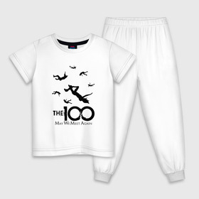 Детская пижама хлопок с принтом The 100 в Екатеринбурге, 100% хлопок |  брюки и футболка прямого кроя, без карманов, на брюках мягкая резинка на поясе и по низу штанин
 | Тематика изображения на принте: 100 | the 100 | беллами блейк | джаспер джордан | джон мерфи | драма | кларк гриффин | маркус кейн | монти грин | октавия блейк | постапокалиптическая | сериал | сотня | сто