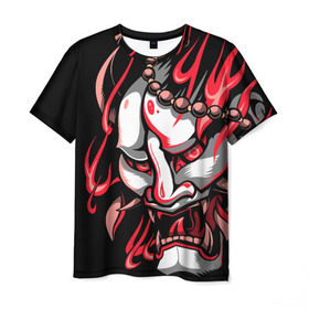 Мужская футболка 3D с принтом Демон Они в Екатеринбурге, 100% полиэфир | прямой крой, круглый вырез горловины, длина до линии бедер | demon | demons | japan | manga | oni | китай | манга | мифология