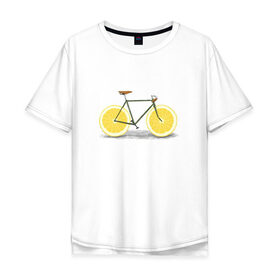 Мужская футболка хлопок Oversize с принтом Велосипед в Екатеринбурге, 100% хлопок | свободный крой, круглый ворот, “спинка” длиннее передней части | Тематика изображения на принте: bike | вело | велосипед | лимон