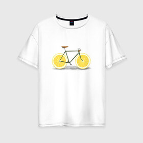 Женская футболка хлопок Oversize с принтом Велосипед в Екатеринбурге, 100% хлопок | свободный крой, круглый ворот, спущенный рукав, длина до линии бедер
 | bike | вело | велосипед | лимон