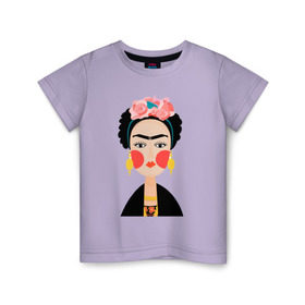 Детская футболка хлопок с принтом Фрида Кало в Екатеринбурге, 100% хлопок | круглый вырез горловины, полуприлегающий силуэт, длина до линии бедер | Тематика изображения на принте: frida kahlo de rivera | фрида кало
