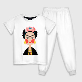 Детская пижама хлопок с принтом Фрида Кало в Екатеринбурге, 100% хлопок |  брюки и футболка прямого кроя, без карманов, на брюках мягкая резинка на поясе и по низу штанин
 | Тематика изображения на принте: frida kahlo de rivera | фрида кало