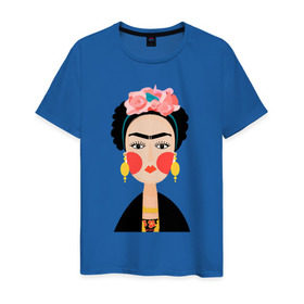 Мужская футболка хлопок с принтом Фрида Кало в Екатеринбурге, 100% хлопок | прямой крой, круглый вырез горловины, длина до линии бедер, слегка спущенное плечо. | frida kahlo de rivera | фрида кало