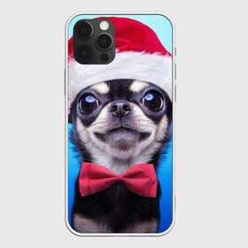 Чехол для iPhone 12 Pro Max с принтом рождество в Екатеринбурге, Силикон |  | dog | happy new year | бантик | взгляд | глаза | новый год | пинчер | праздник | санта клаус | собака | той терьер