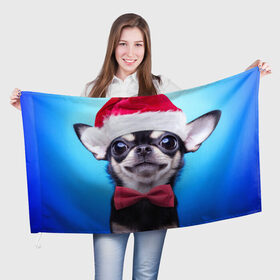 Флаг 3D с принтом рождество в Екатеринбурге, 100% полиэстер | плотность ткани — 95 г/м2, размер — 67 х 109 см. Принт наносится с одной стороны | dog | happy new year | бантик | взгляд | глаза | новый год | пинчер | праздник | санта клаус | собака | той терьер