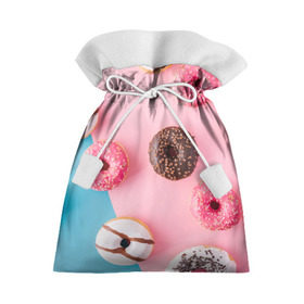 Подарочный 3D мешок с принтом пончики в Екатеринбурге, 100% полиэстер | Размер: 29*39 см | candy | еда | конфеты | пончики | сладости