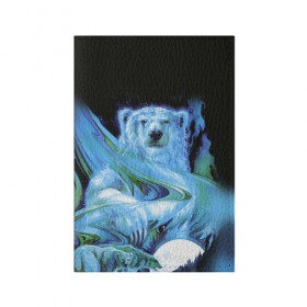 Обложка для паспорта матовая кожа с принтом Мишка на Севере в Екатеринбурге, натуральная матовая кожа | размер 19,3 х 13,7 см; прозрачные пластиковые крепления | bear | pooh | win dooh | winnie | арктика | винни | дикий | зверь | медведь | пух | север | символ | снег