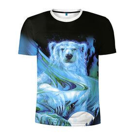 Мужская футболка 3D спортивная с принтом Мишка на Севере в Екатеринбурге, 100% полиэстер с улучшенными характеристиками | приталенный силуэт, круглая горловина, широкие плечи, сужается к линии бедра | bear | pooh | win dooh | winnie | арктика | винни | дикий | зверь | медведь | пух | север | символ | снег