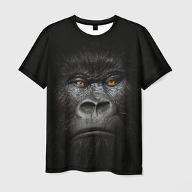 Мужская футболка 3D с принтом Горилла 3D в Екатеринбурге, 100% полиэфир | прямой крой, круглый вырез горловины, длина до линии бедер | горилла | животные | обезьянка
