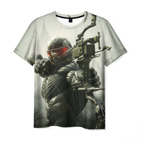 Мужская футболка 3D с принтом Crysis в Екатеринбурге, 100% полиэфир | прямой крой, круглый вырез горловины, длина до линии бедер | crysis | warhead | wars | гамма | инопланетян | кризис | лазер | наногранаты | нанокостюм | оружия | прицел | экзоскелет