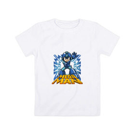Детская футболка хлопок с принтом Megaman в Екатеринбурге, 100% хлопок | круглый вырез горловины, полуприлегающий силуэт, длина до линии бедер | Тематика изображения на принте: 