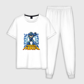 Мужская пижама хлопок с принтом Megaman в Екатеринбурге, 100% хлопок | брюки и футболка прямого кроя, без карманов, на брюках мягкая резинка на поясе и по низу штанин
 | 