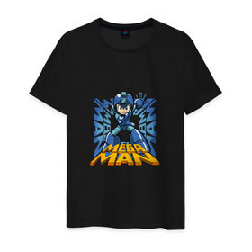 Мужская футболка хлопок с принтом Megaman в Екатеринбурге, 100% хлопок | прямой крой, круглый вырез горловины, длина до линии бедер, слегка спущенное плечо. | 